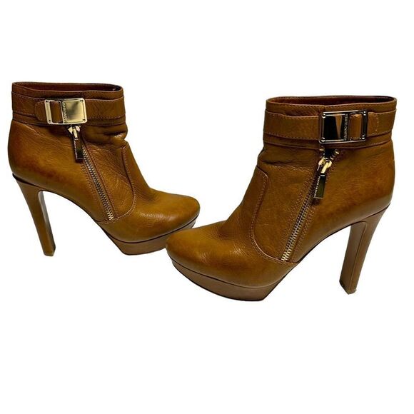 Vince Camuto Leather light brown heeled boots leather ankle booties high heels - Picture 1 of 10